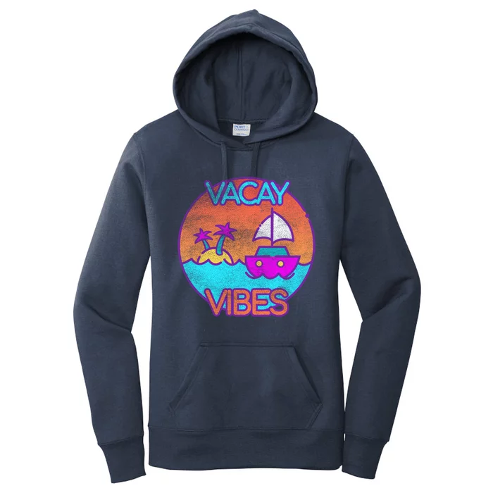 Vintage Vacay Summer Beach Palms Cruise Vacation Vibes Tee Great Gift Women's Pullover Hoodie