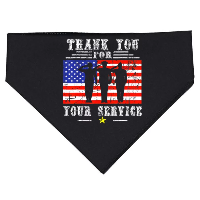 Vintage Veteran Thank You For Your Service Veterans Day USA-Made Doggie Bandana