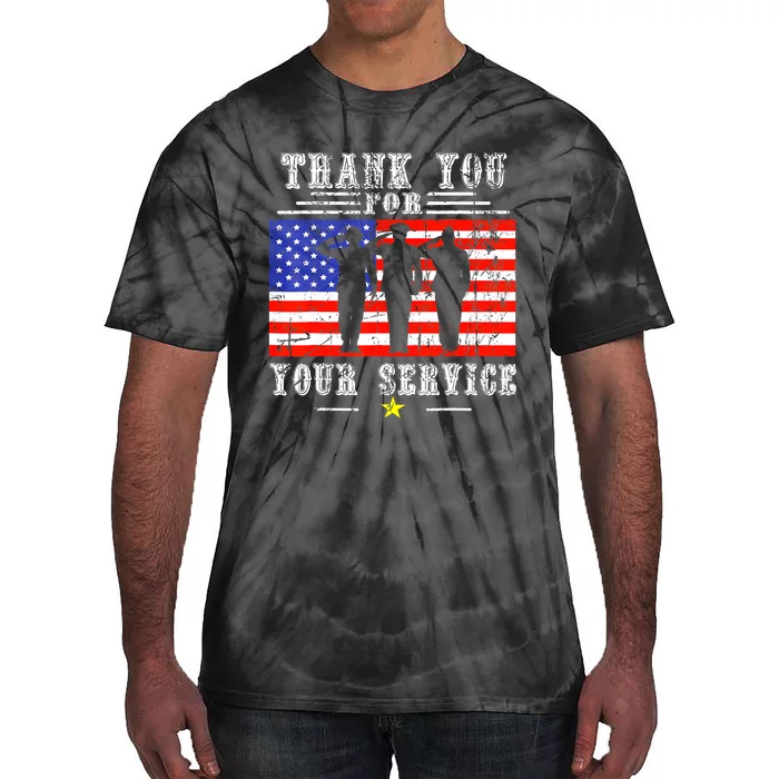 Vintage Veteran Thank You For Your Service Veterans Day Tie-Dye T-Shirt