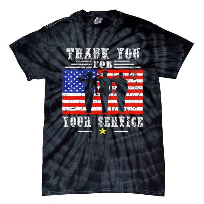 Vintage Veteran Thank You For Your Service Veterans Day Tie-Dye T-Shirt