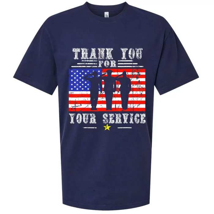 Vintage Veteran Thank You For Your Service Veterans Day Sueded Cloud Jersey T-Shirt