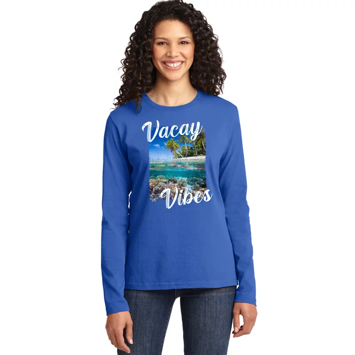 Vacay Vibes Tropical Island Beach Diving Snorkeling Vacation Gift Ladies Long Sleeve Shirt