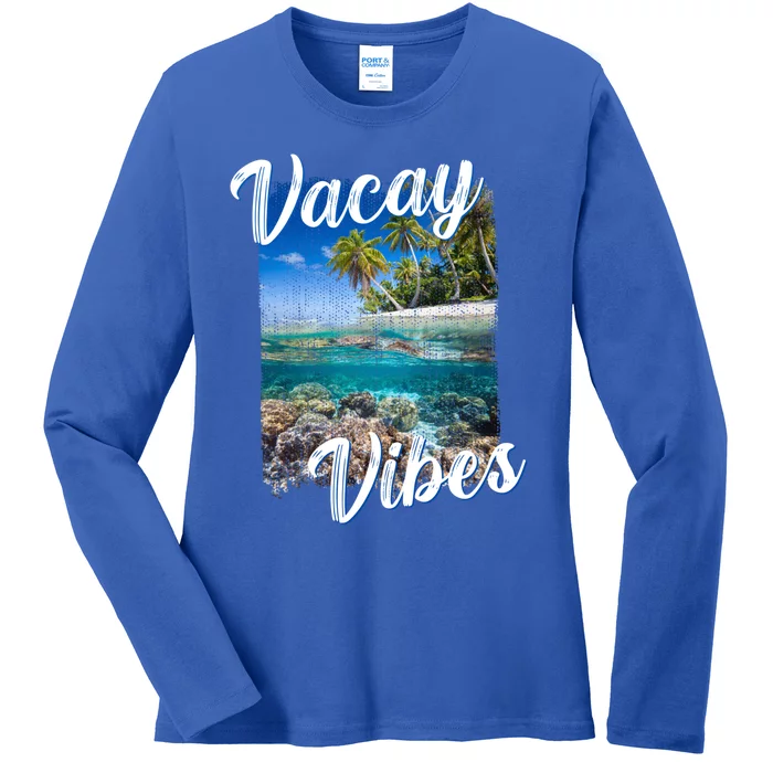 Vacay Vibes Tropical Island Beach Diving Snorkeling Vacation Gift Ladies Long Sleeve Shirt