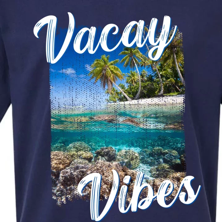 Vacay Vibes Tropical Island Beach Diving Snorkeling Vacation Gift Sueded Cloud Jersey T-Shirt