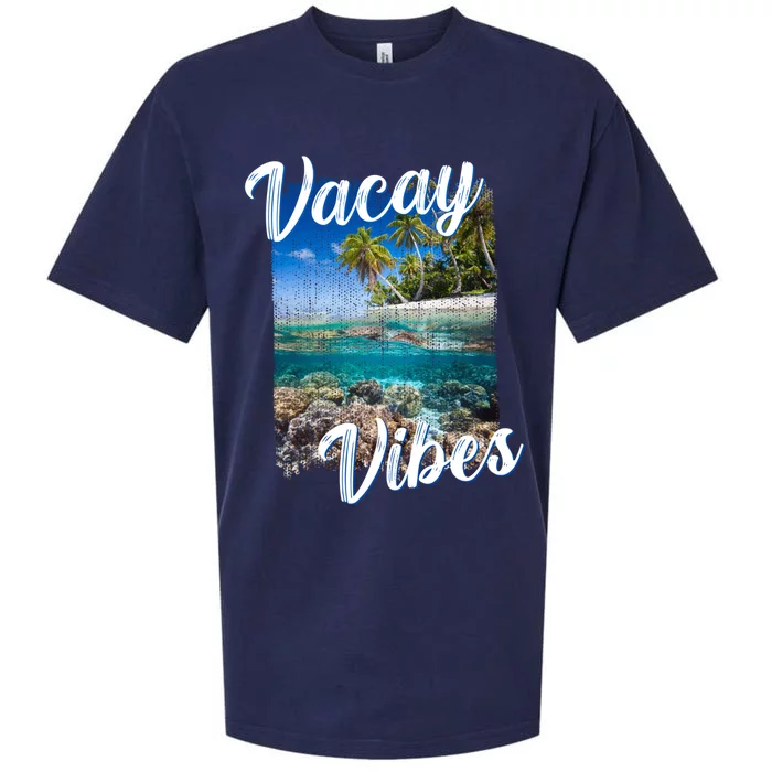 Vacay Vibes Tropical Island Beach Diving Snorkeling Vacation Gift Sueded Cloud Jersey T-Shirt