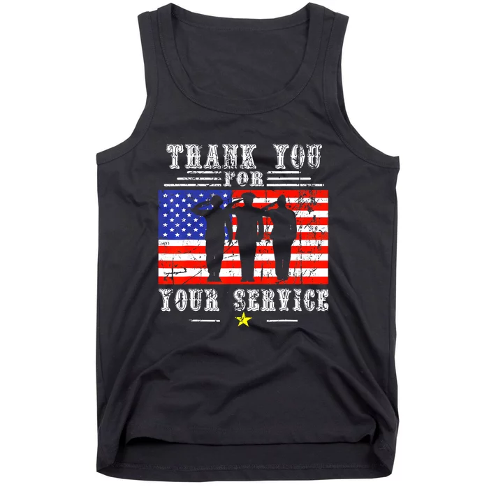 Vintage Veteran Thank You For Your Service VeteranS Day Gift Tank Top