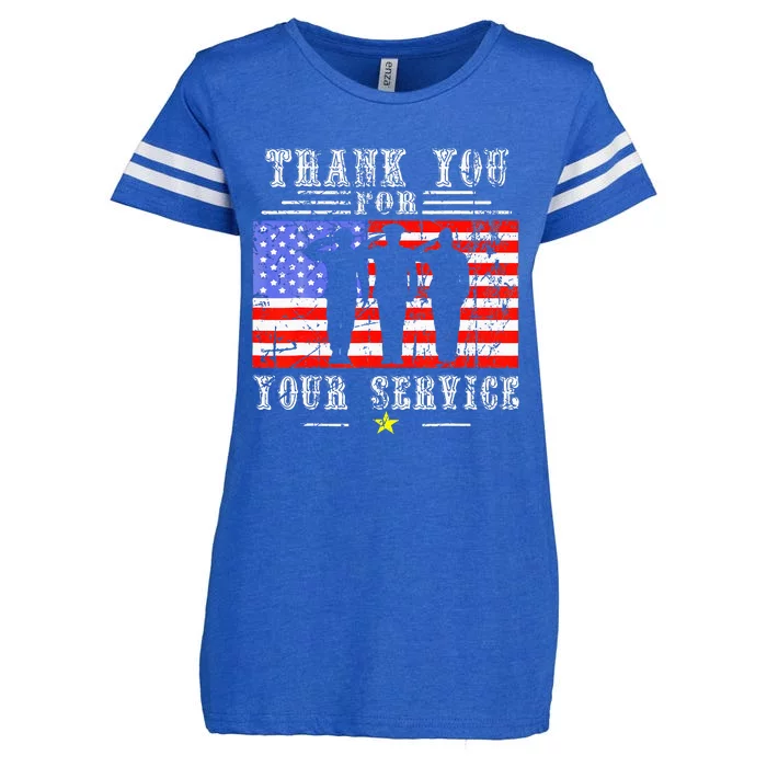 Vintage Veteran Thank You For Your Service VeteranS Day Enza Ladies Jersey Football T-Shirt