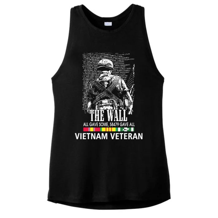 Vietnam Veteran The Wall All Gave Some 58479 Gave All Ladies Tri-Blend Wicking Tank