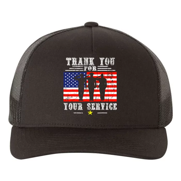 Vintage Veteran Thank You For Your Service Veterans Day Yupoong Adult 5-Panel Trucker Hat