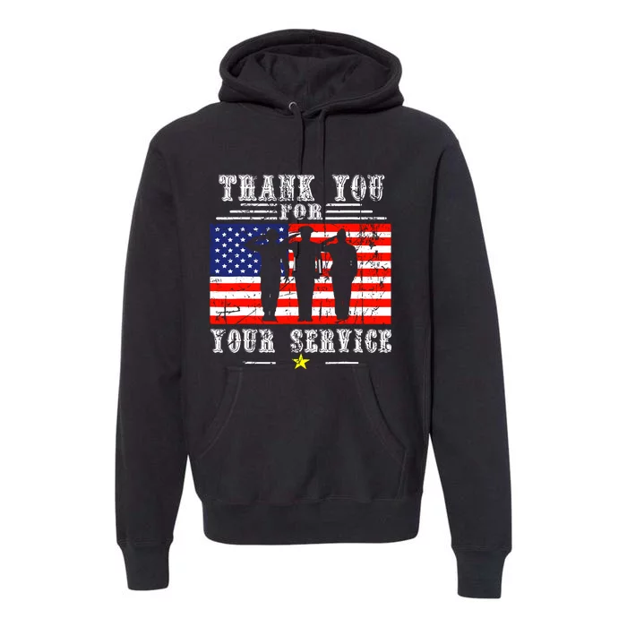 Vintage Veteran Thank You For Your Service Veterans Day Premium Hoodie