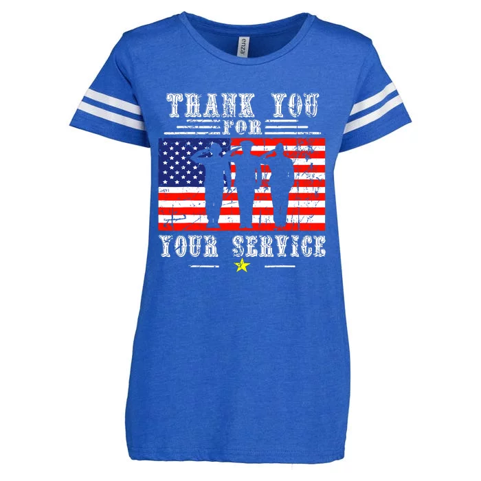 Vintage Veteran Thank You For Your Service Veterans Day Enza Ladies Jersey Football T-Shirt