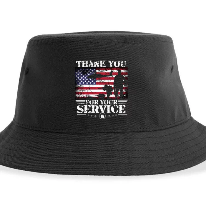 Vintage Veteran Thank You For Your Service VeteranS Day Sustainable Bucket Hat