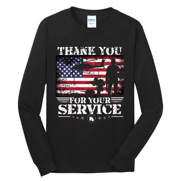 Vintage Veteran Thank You For Your Service VeteranS Day Tall Long Sleeve T-Shirt