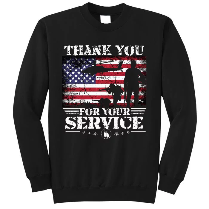 Vintage Veteran Thank You For Your Service VeteranS Day Tall Sweatshirt