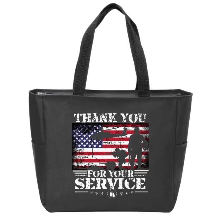 Vintage Veteran Thank You For Your Service VeteranS Day Zip Tote Bag