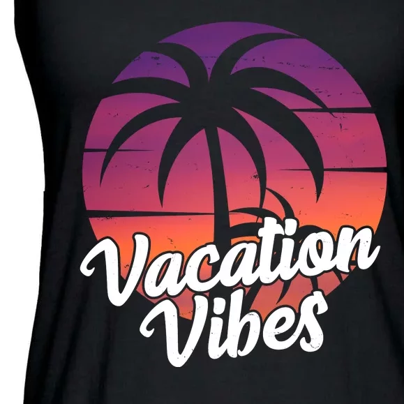 Vacation Vibes Tropical Retro Sunset Ladies Essential Flowy Tank