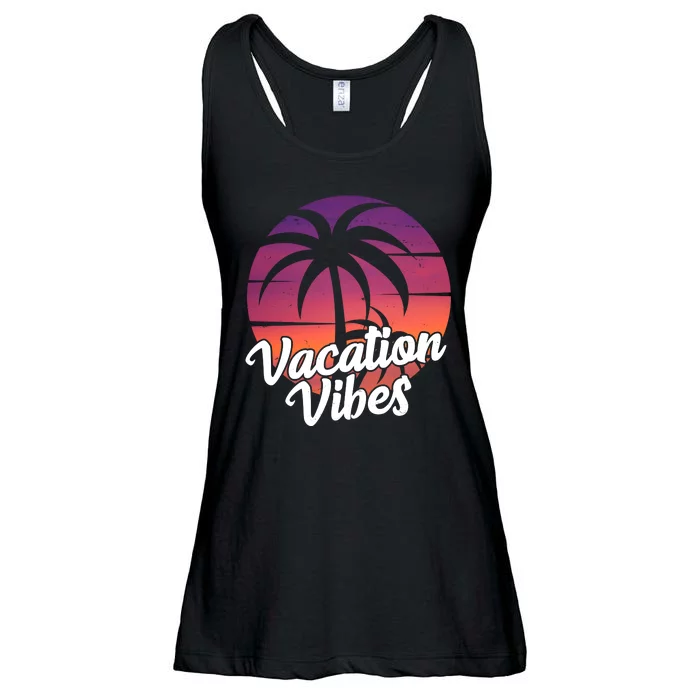 Vacation Vibes Tropical Retro Sunset Ladies Essential Flowy Tank