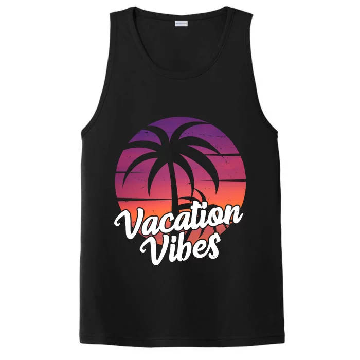 Vacation Vibes Tropical Retro Sunset Performance Tank