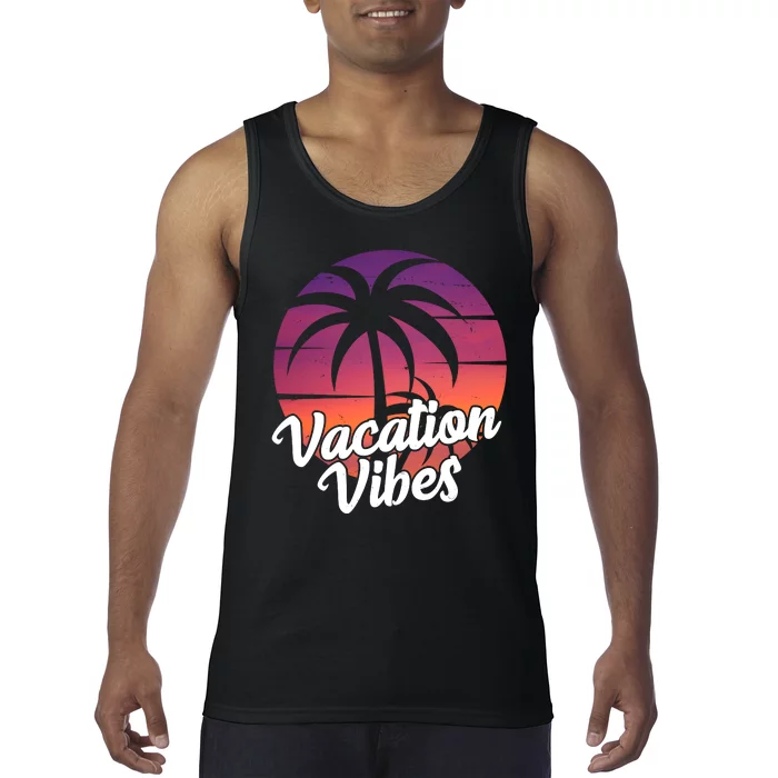 Vacation Vibes Tropical Retro Sunset Tank Top