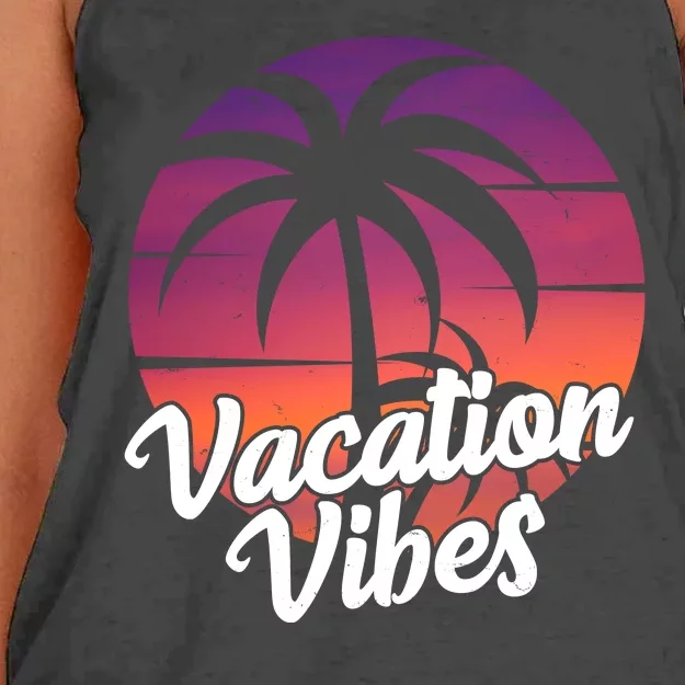 Vacation Vibes Tropical Retro Sunset Women's Knotted Racerback Tank