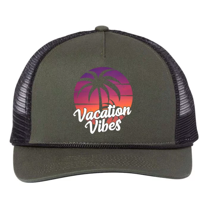 Vacation Vibes Tropical Retro Sunset Retro Rope Trucker Hat Cap