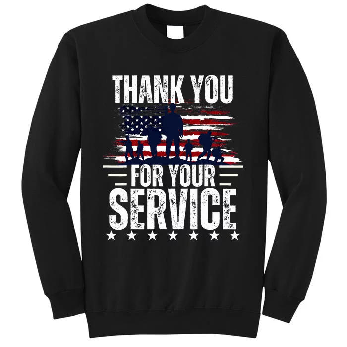 Vintage Veteran Thank You For Your Service Veteran's Day Tall Sweatshirt