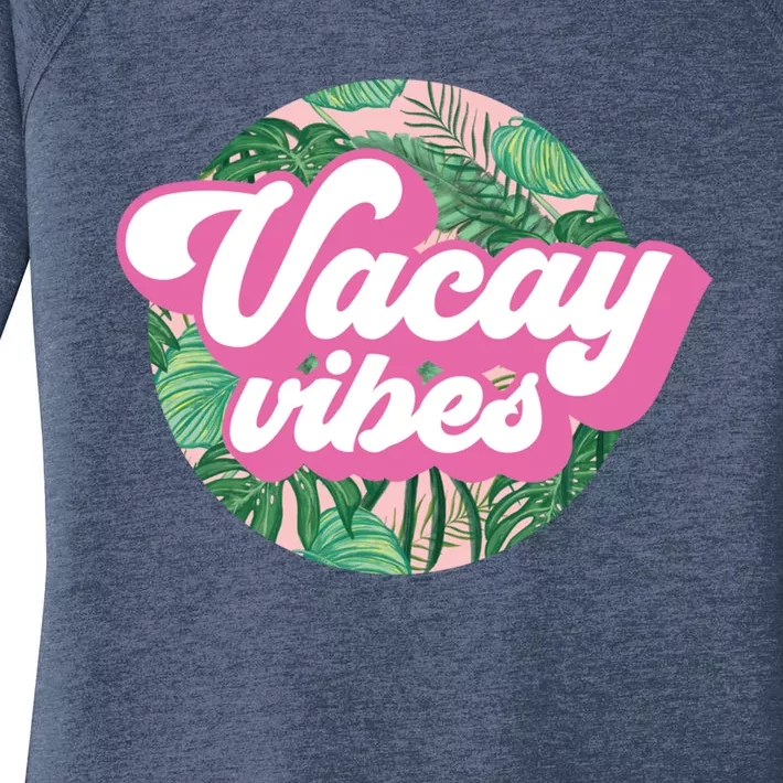 Vacay Vibes Tropical Palm Leaf Graphic Gift Women's Perfect Tri Tunic Long Sleeve Shirt