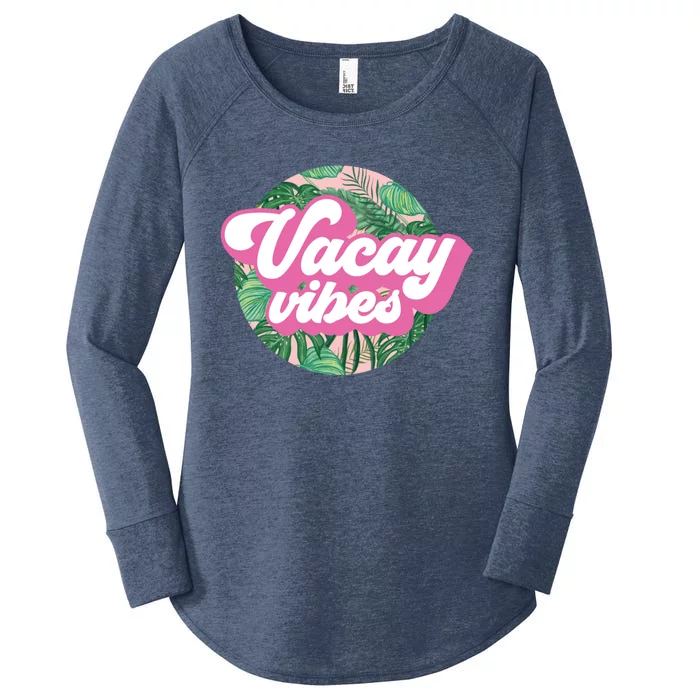 Vacay Vibes Tropical Palm Leaf Graphic Gift Women's Perfect Tri Tunic Long Sleeve Shirt