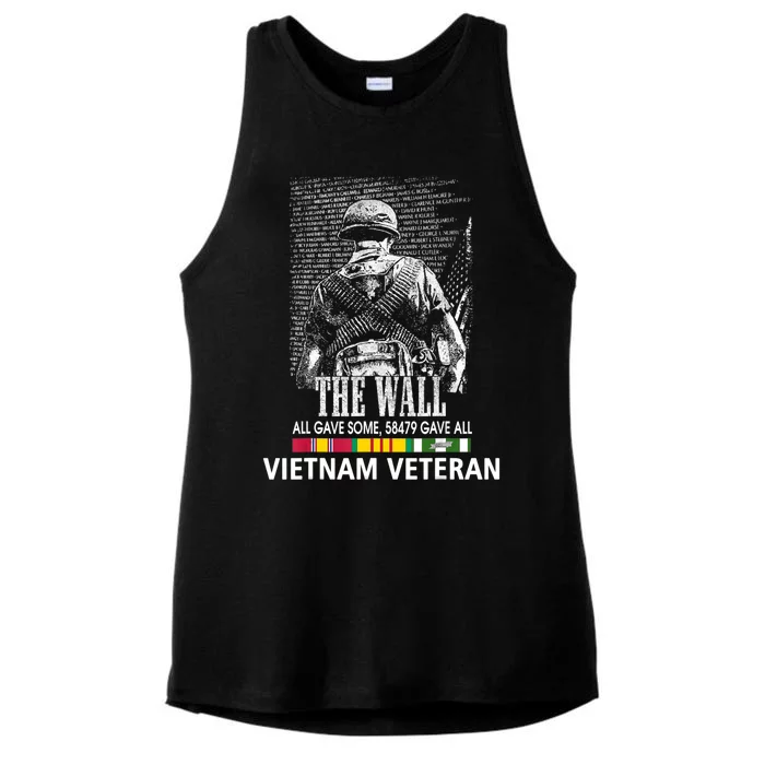 Vietnam Veteran The Wall All Gave Some 58479 Gave All Ladies Tri-Blend Wicking Tank