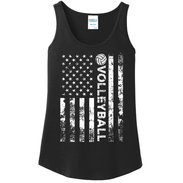 Volleyball Vintage Usa American Flag Gift Ladies Essential Tank