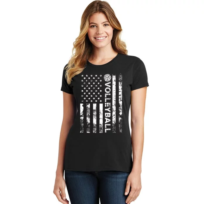 Volleyball Vintage Usa American Flag Gift Women's T-Shirt