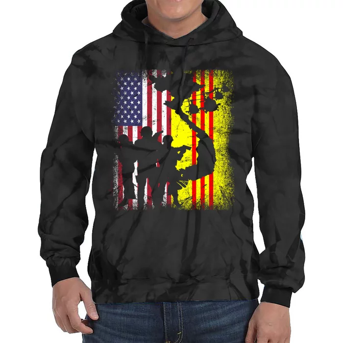 Vietnam Veteran USA Flag Veteran Grandpa Retired Gift Tie Dye Hoodie