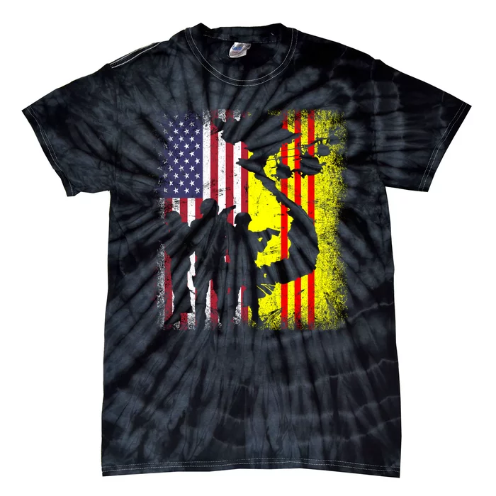 Vietnam Veteran USA Flag Veteran Grandpa Retired Gift Tie-Dye T-Shirt