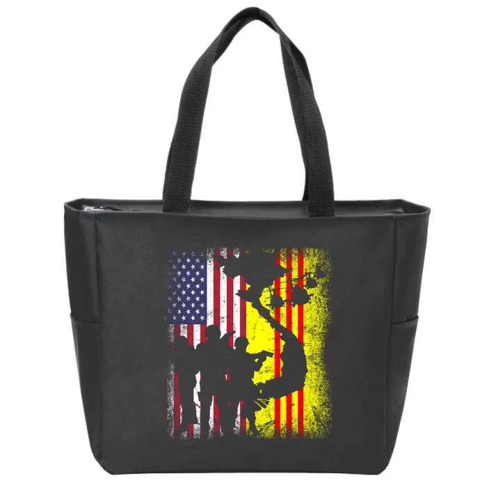 Vietnam Veteran USA Flag Veteran Grandpa Retired Gift Zip Tote Bag