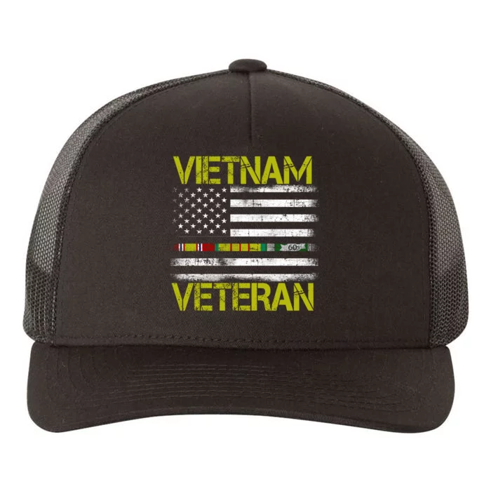 Vietnam Veteran USA Flag Ribbon Gift Yupoong Adult 5-Panel Trucker Hat