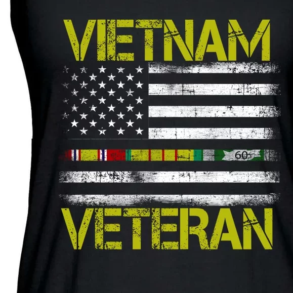 Vietnam Veteran USA Flag Ribbon Gift Ladies Essential Flowy Tank