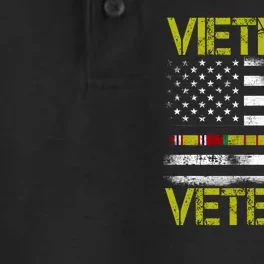 Vietnam Veteran USA Flag Ribbon Gift Dry Zone Grid Performance Polo