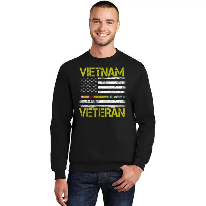 Vietnam Veteran USA Flag Ribbon Gift Tall Sweatshirt