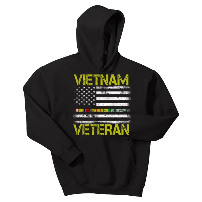 Vietnam Veteran USA Flag Ribbon Gift Kids Hoodie