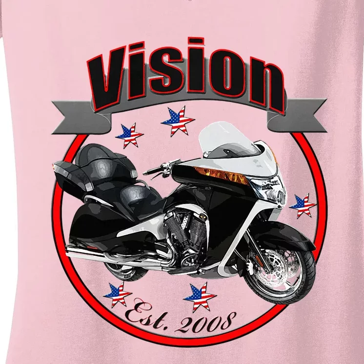 Victory Vision U.S.A. Star Motorcycle Women's V-Neck T-Shirt