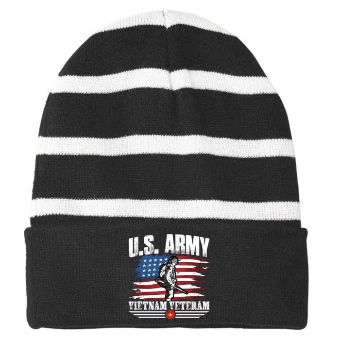 Vietnam Veteran U.S. Army Vet Striped Beanie with Solid Band