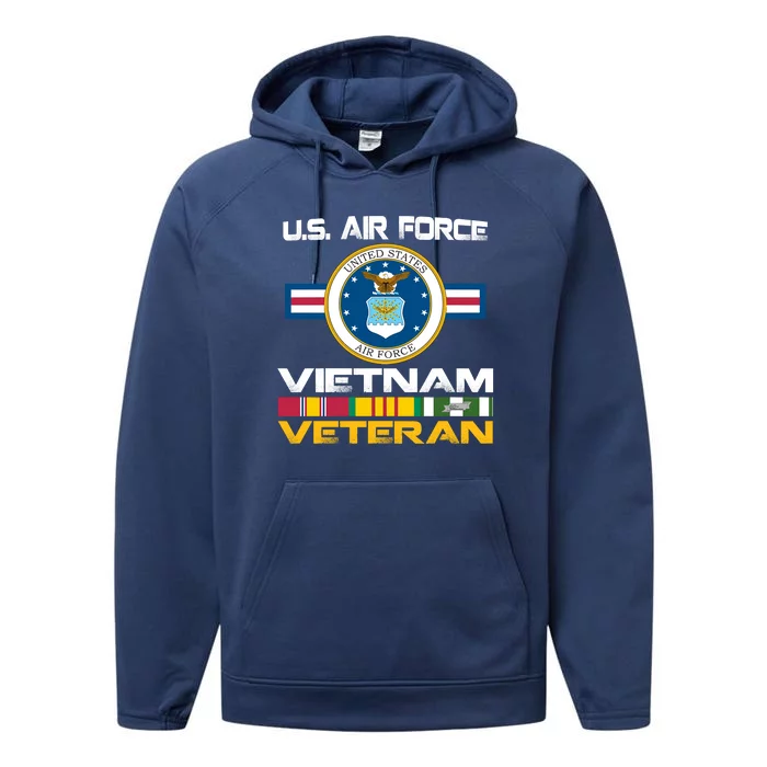 Vietnam Veteran USA Flag Vietnam Vet Flag Performance Fleece Hoodie