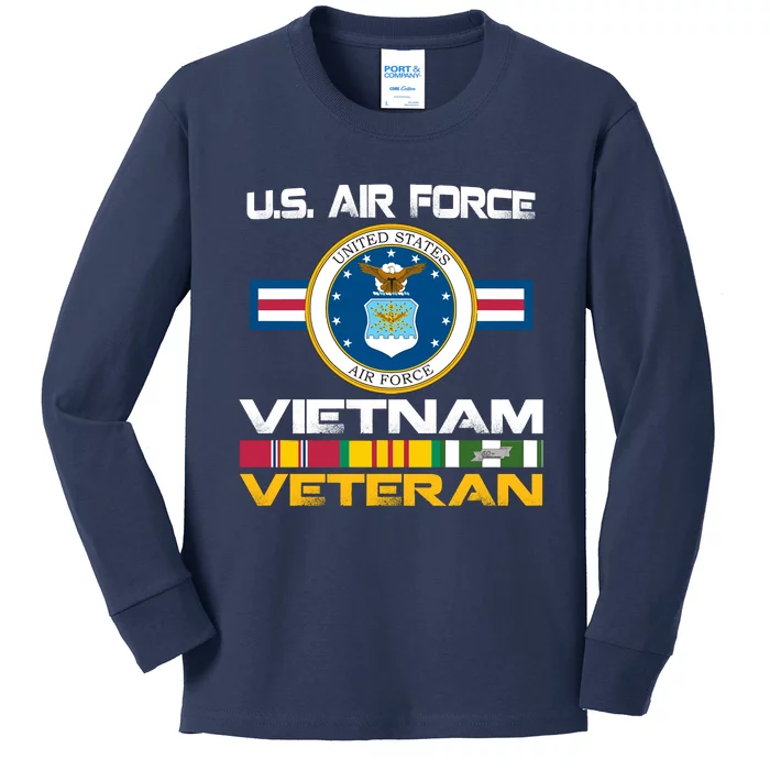 Vietnam Veteran USA Flag Vietnam Vet Flag Kids Long Sleeve Shirt