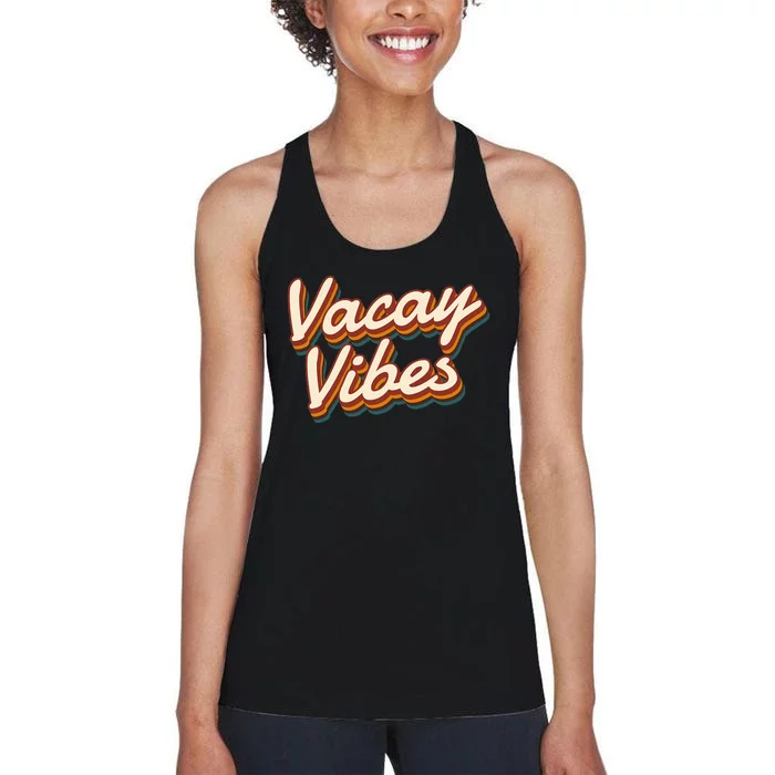 Vacay Vibes Vintage Summer Cruise funny Vacation Women's Racerback Tank