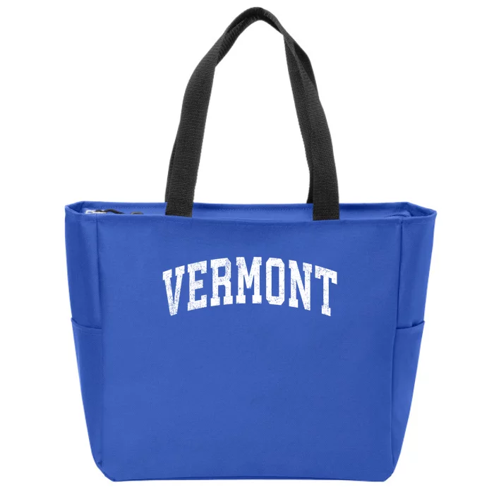 Vermont Vintage Varsity Sports Text Zip Tote Bag