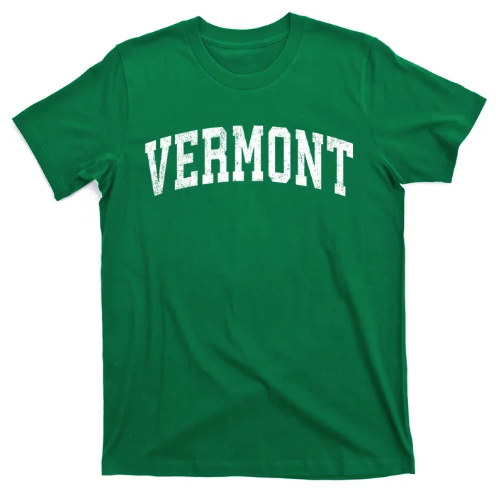 Vermont Vintage Varsity Sports Text T-Shirt