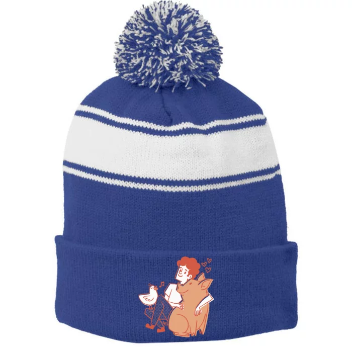 Vegan Veganism Vegetarian Gift Stripe Pom Pom Beanie