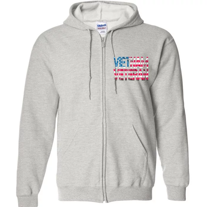 Vietnam Veteran Vintage Us Flag Vietnam Vets Gift Full Zip Hoodie