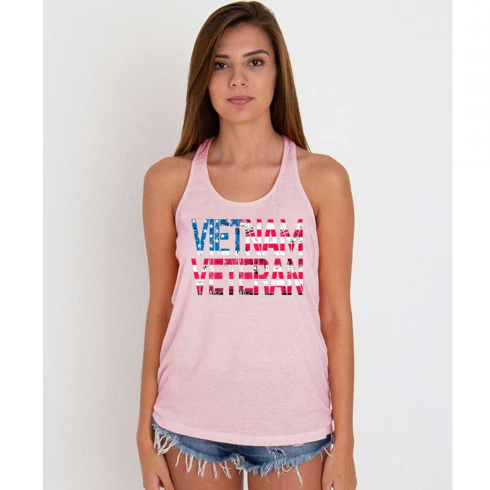 Vietnam Veteran Vintage Us Flag Vietnam Vets Gift Women's Knotted Racerback Tank