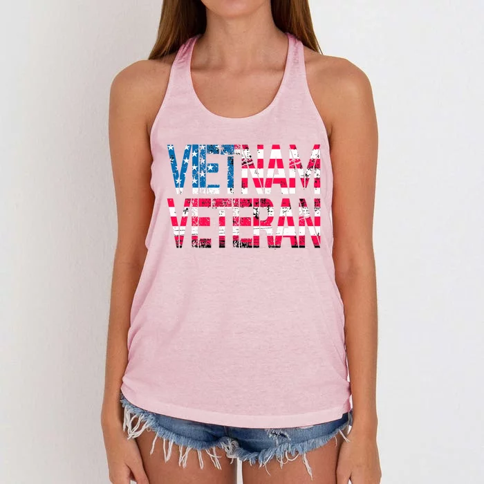 Vietnam Veteran Vintage Us Flag Vietnam Vets Gift Women's Knotted Racerback Tank